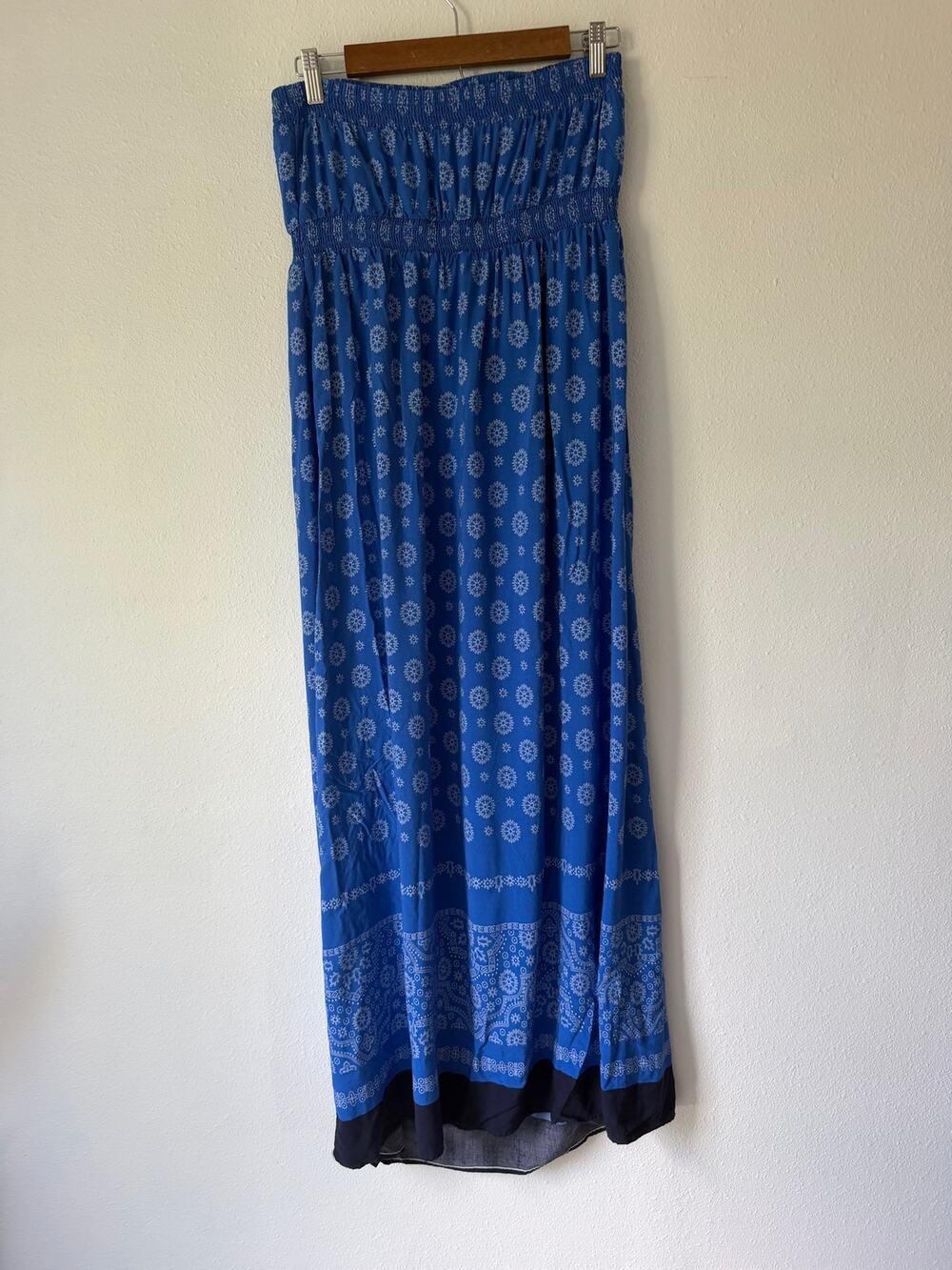 Old Navy Gorgeous Royal Blue Bandana Print Strapless Long Maxi Dress Size Large
